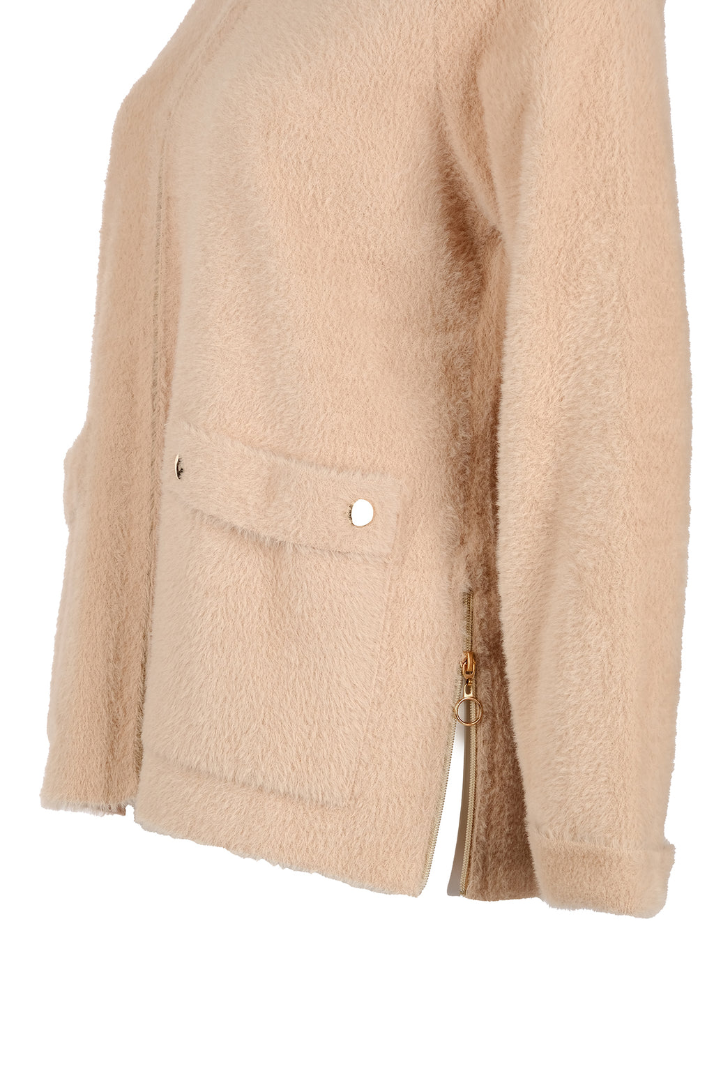Vedi-bb Oversize Peluş Kapüşonlu Kadın Ceket - Rahat ve Şık