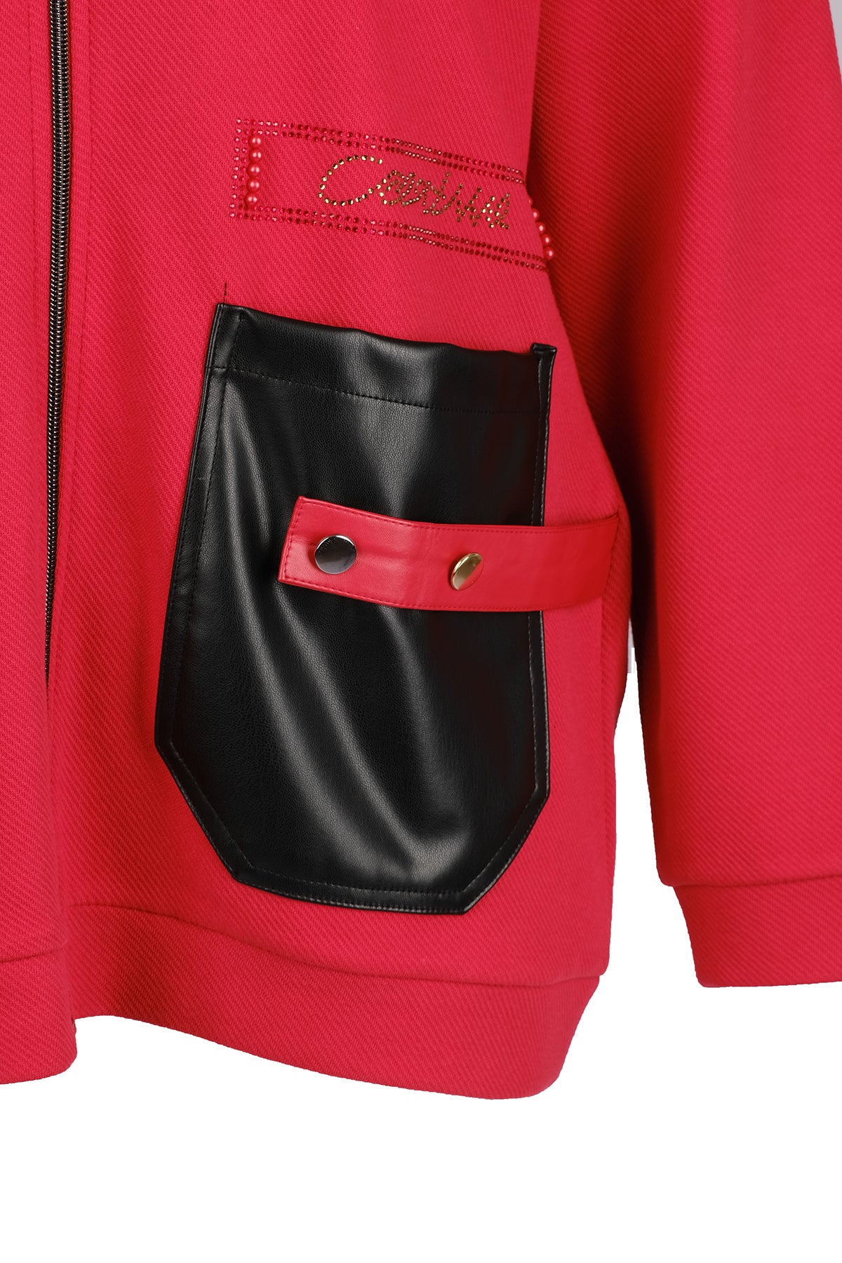 Vedi-bb Oversize Kapüşonlu Fermuarlı Cep Detaylı Kadın Ceket - Minimalist Streetwear İkincil görsel