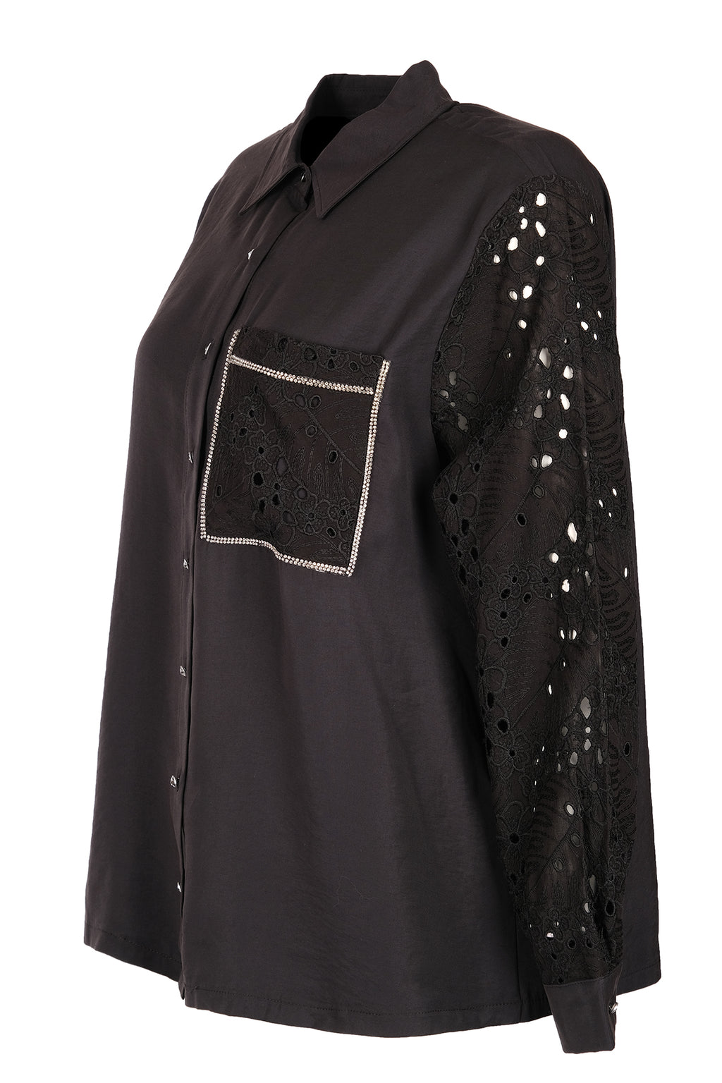 Vedi-bb Oversize Dantel Detaylı Uzun Kol Kadın Gömlek - Minimalist Stil