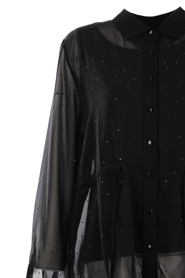 Vedi-bb Oversize Uzun Kol Şifon Gömlek - Minimalist Tarz