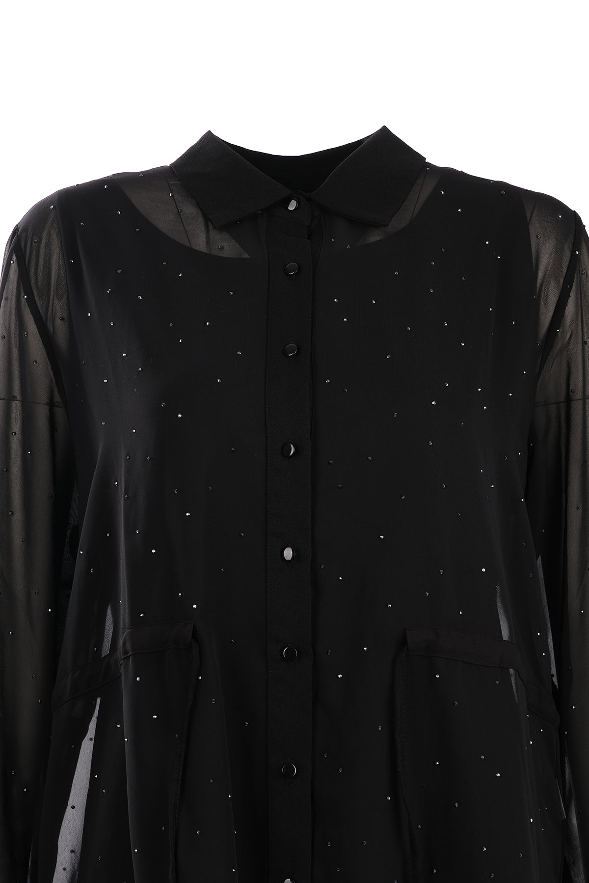 Vedi-bb Oversize Uzun Kol Şifon Gömlek - Minimalist Tarz
