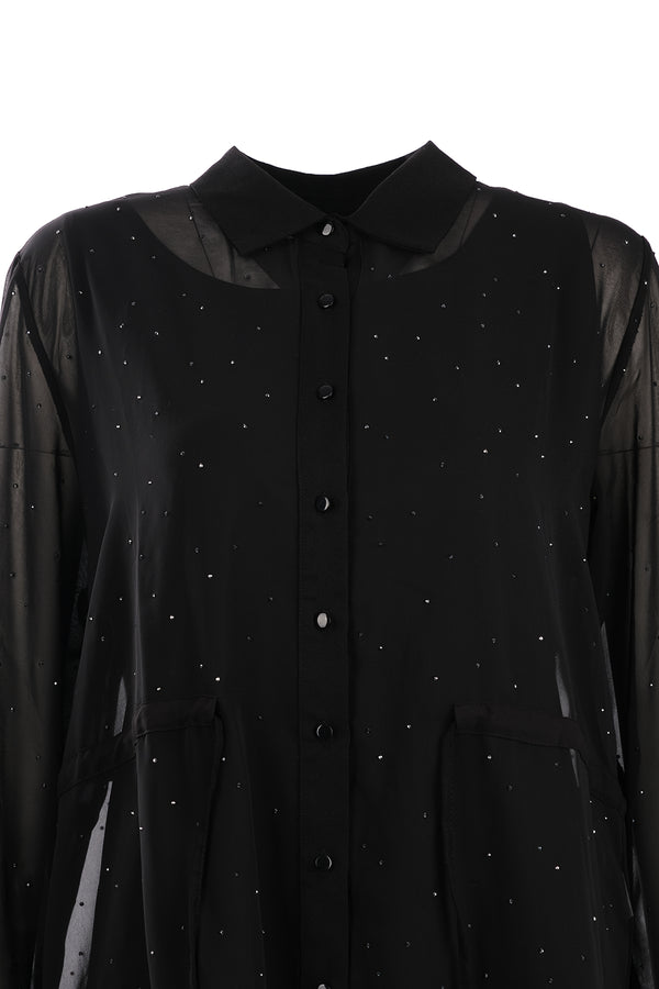 Vedi-bb Oversize Uzun Kol Şifon Gömlek - Minimalist Tarz