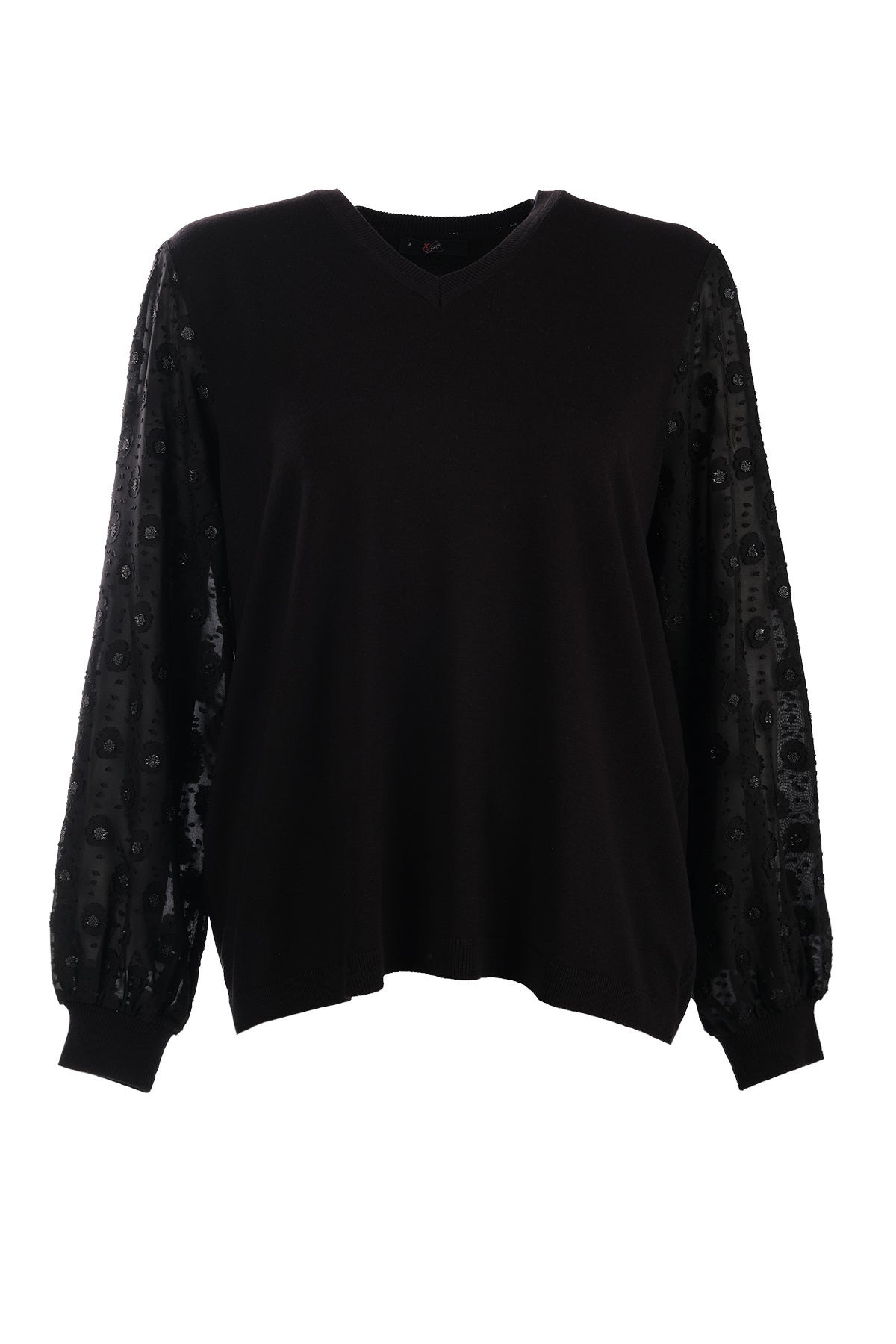 Vedi-bb V Yaka Oversize Kadın Kazak - Şeffaf Detaylı Uzun Kol Translation missing: ar.content.product_image_main