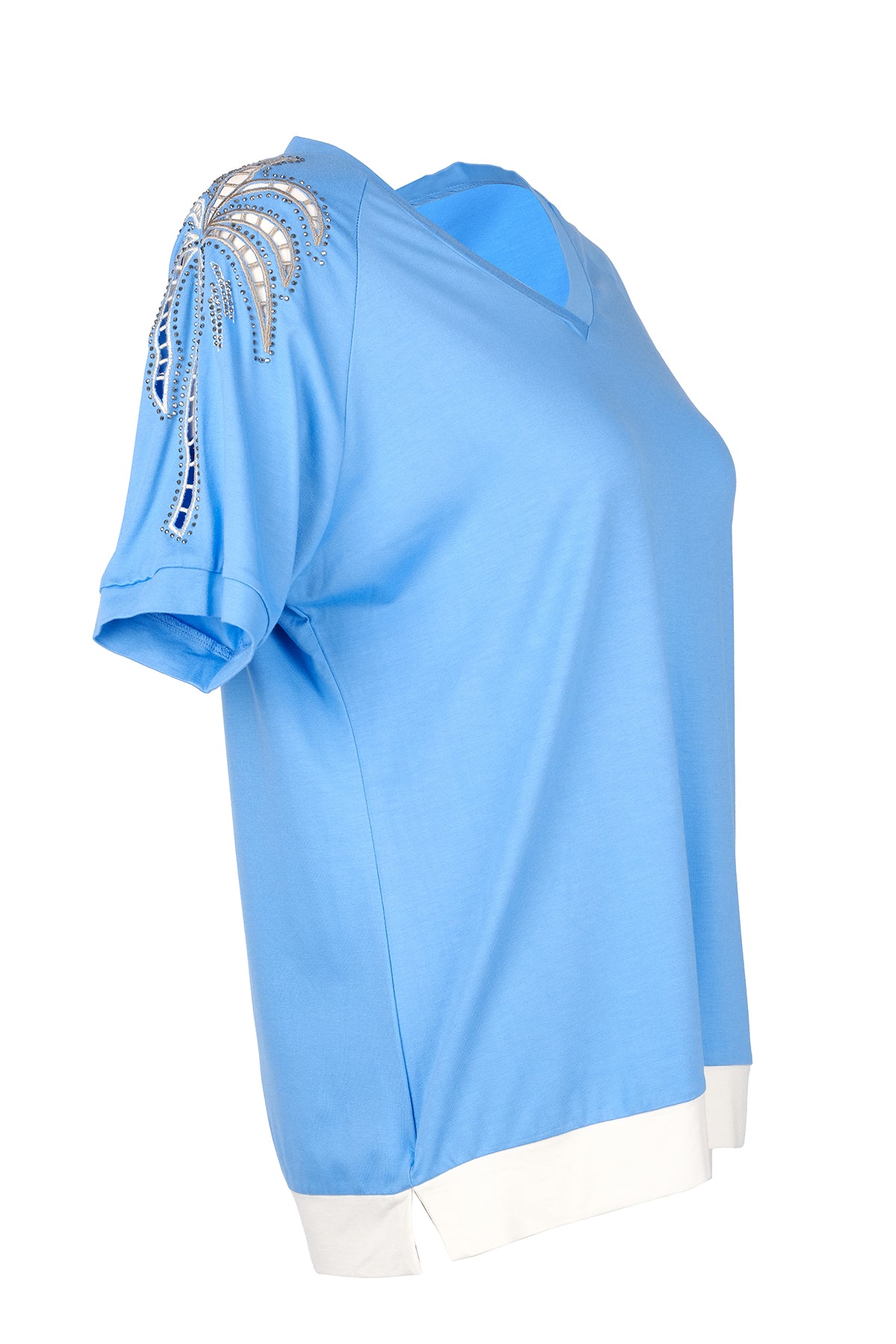 Vedi-bb Oversize V Yaka Kısa Kol Kadın T-Shirt - Minimalist Tarz Translation missing: tr.content.product_image_secondary