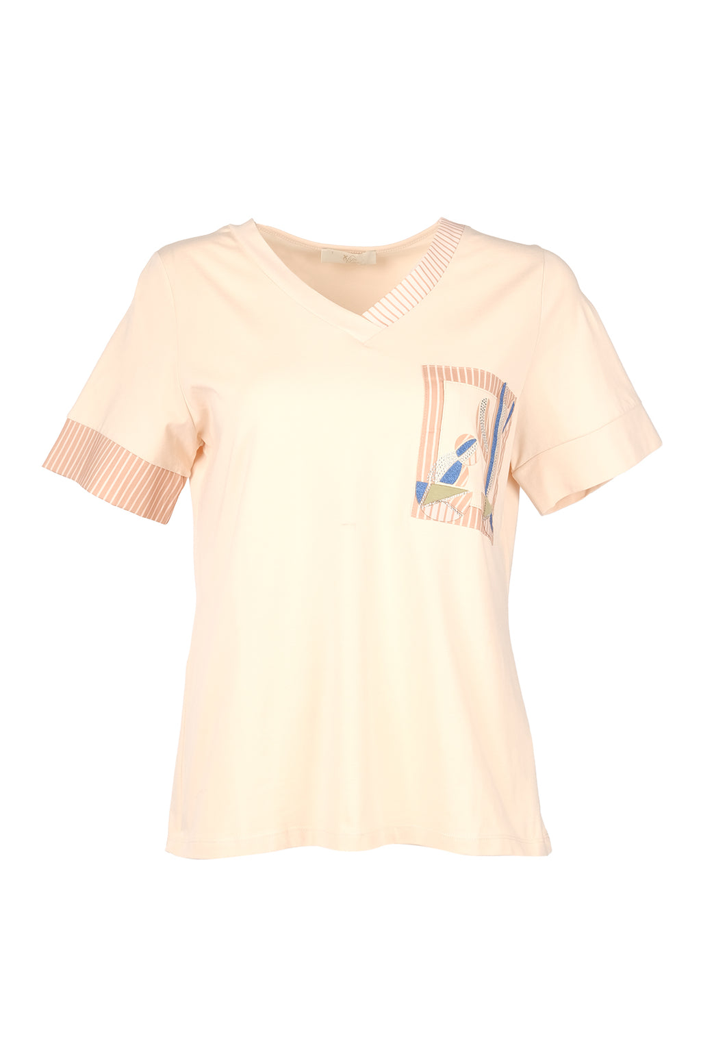 Vedi-bb Minimalist V Yaka Kısa Kol Kadın T-Shirt - Günlük Kombinleriniz İçin