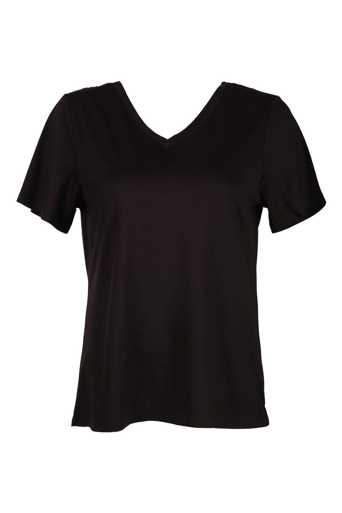 Vedi-bb Minimalist Oversize V Yaka Kadın T-Shirt - Kısa Kol