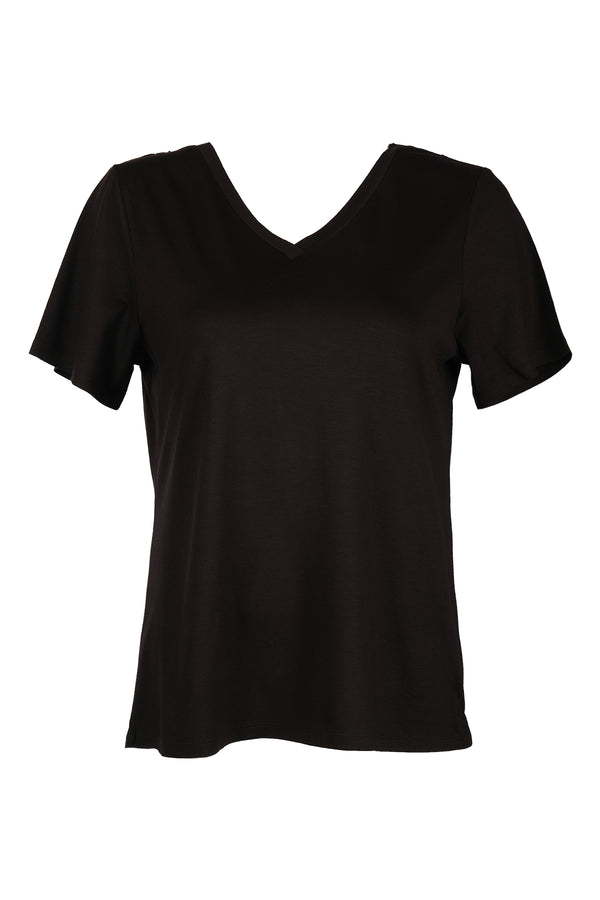 Vedi-bb Minimalist Oversize V Yaka Kadın T-Shirt - Kısa Kol