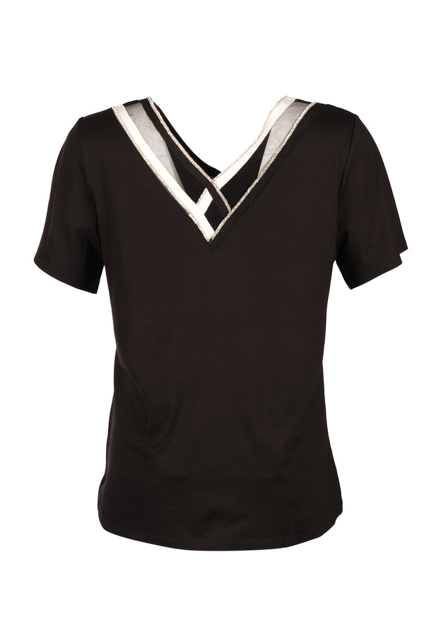 Vedi-bb Minimalist Oversize V Yaka Kadın T-Shirt - Kısa Kol