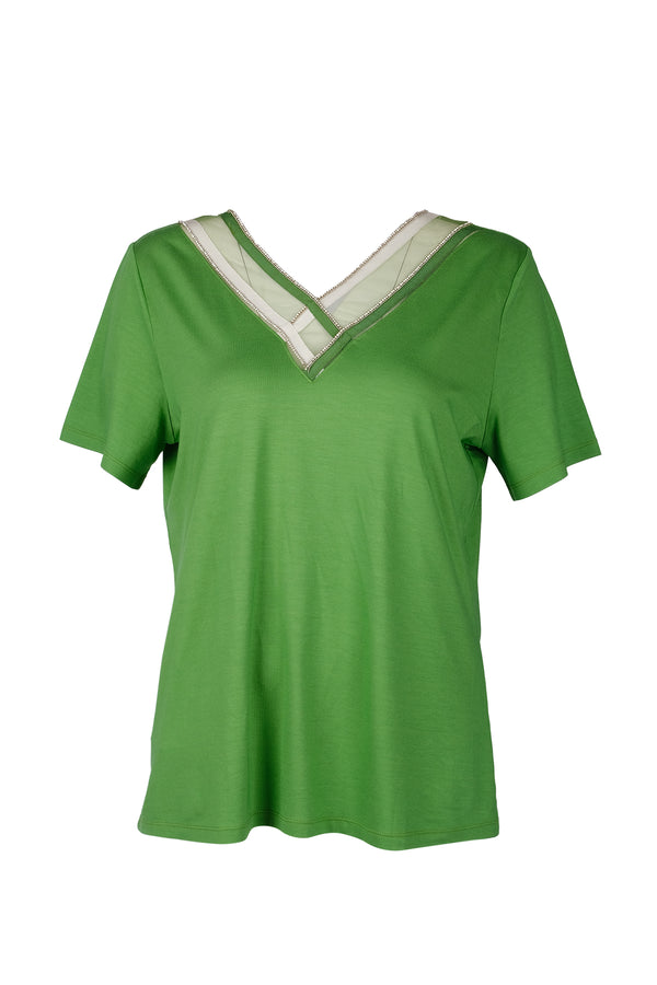 Vedi-bb Minimalist Oversize V Yaka Kadın T-Shirt - Kısa Kol