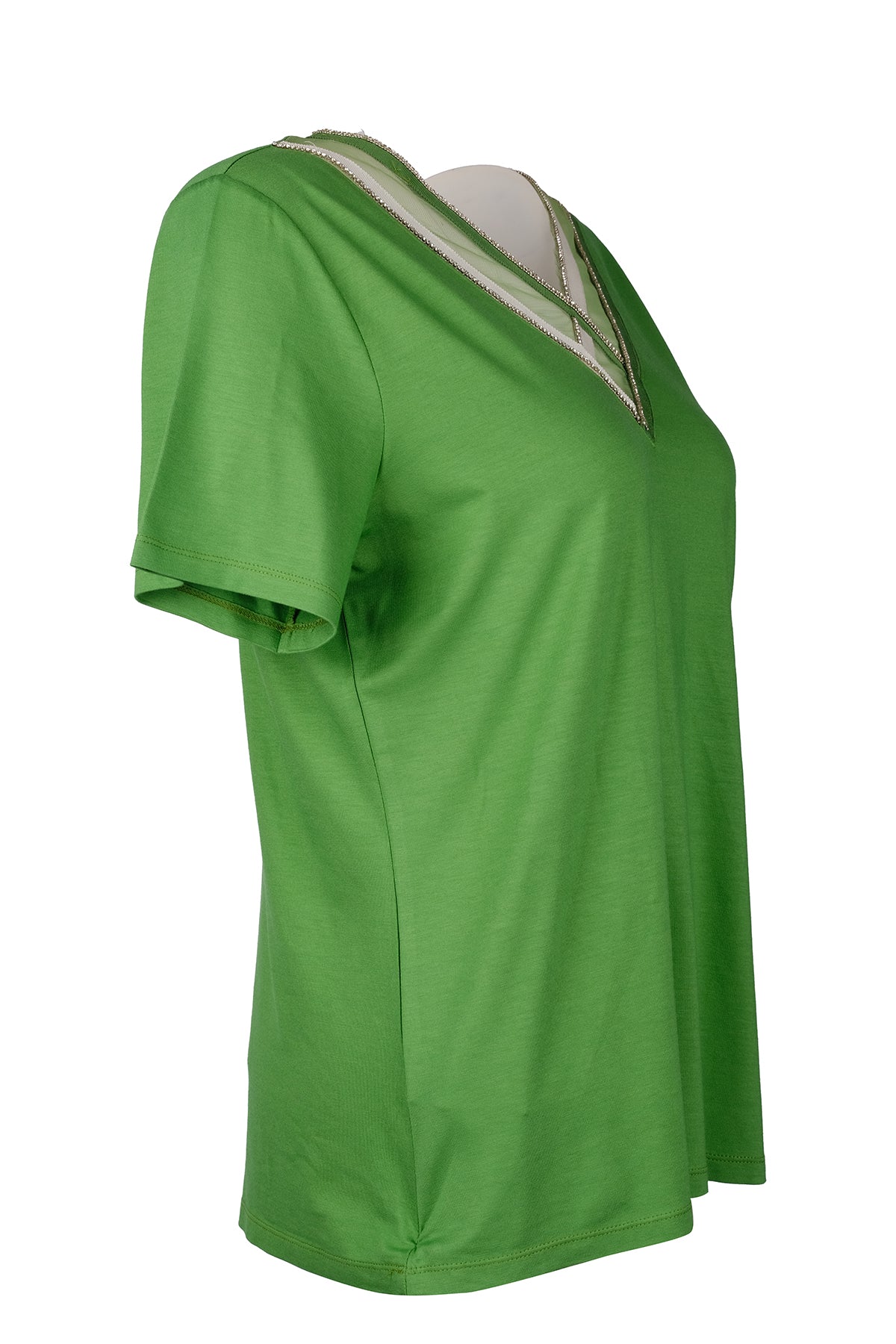 Vedi-bb Minimalist Oversize V Yaka Kadın T-Shirt - Kısa Kol