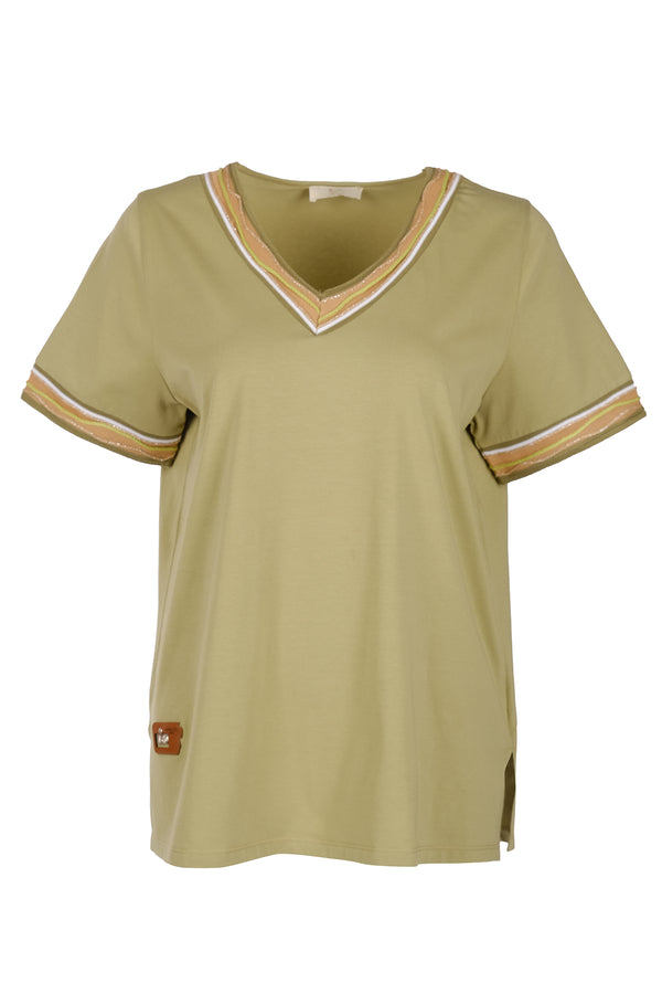 Vedi-bb Kadın Oversize V Yaka Minimalist T-Shirt - Kısa Kol