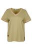 Vedi-bb Kadın Oversize V Yaka Minimalist T-Shirt - Kısa Kol