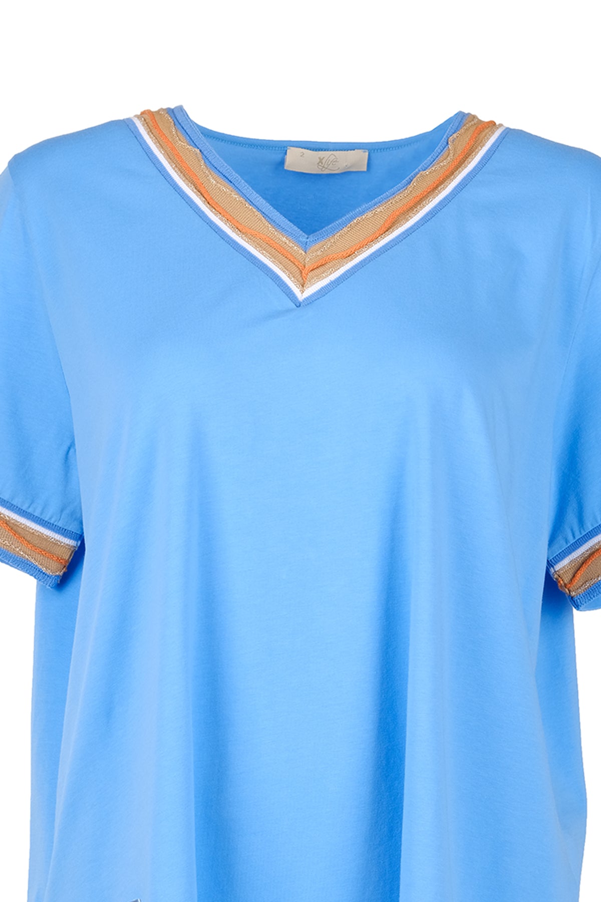 Vedi-bb Kadın Oversize V Yaka Minimalist T-Shirt - Kısa Kol Translation missing: ar.content.product_image_secondary