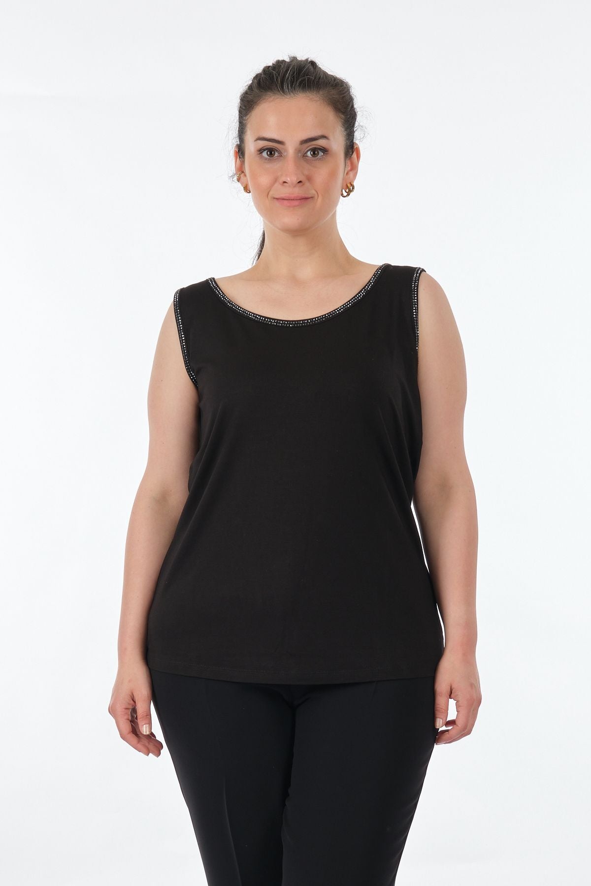 Vedi-bb Minimalist Oversize Kolsuz Kadın T-Shirt - Rahat ve Şık