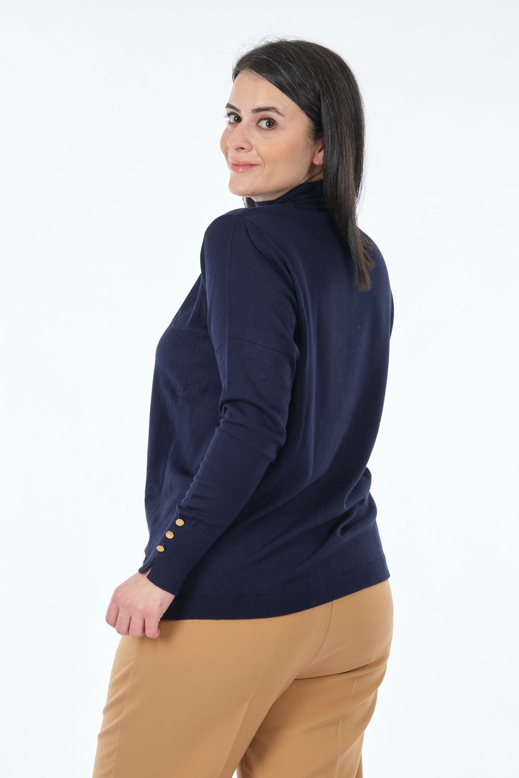 Vedi-bb Minimalist Boğazlı Uzun Kol Kadın Kazak - Günlük & Rahat