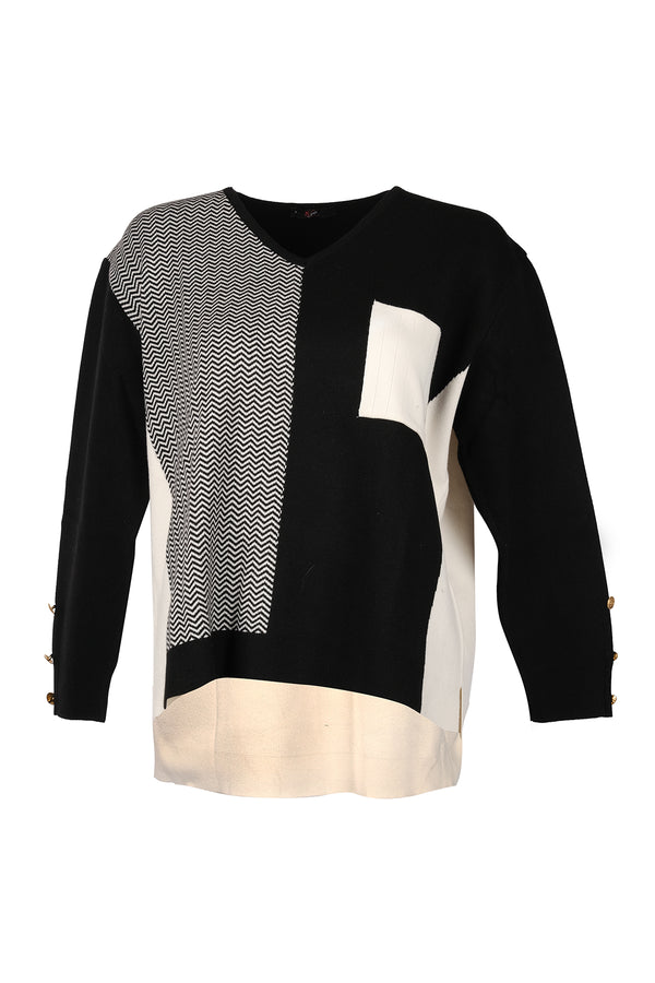 Vedi-bb Oversize V Yaka Triko Kazak - Minimalist Stil - Günlük