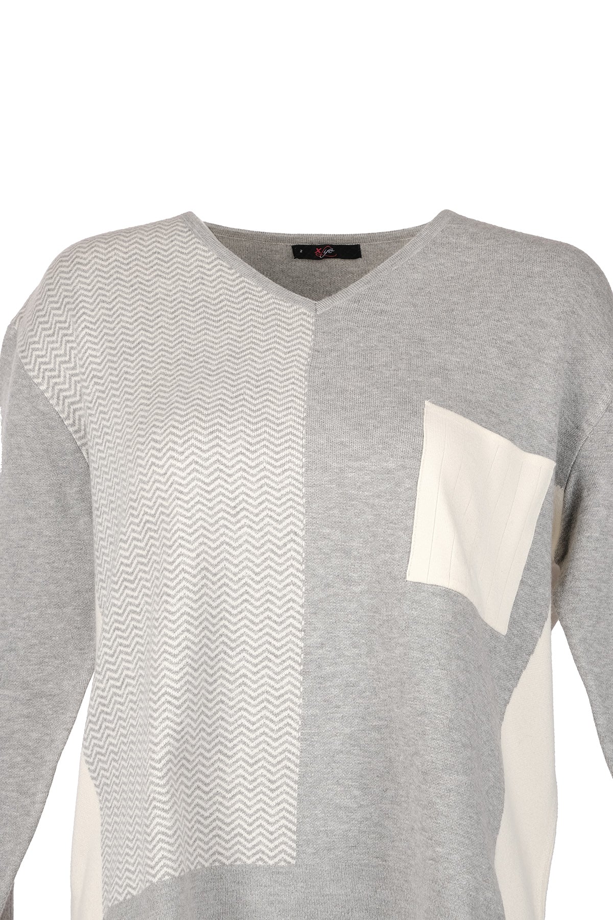 Vedi-bb Oversize V Yaka Triko Kazak - Minimalist Stil - Günlük Translation missing: ar.content.product_image_secondary