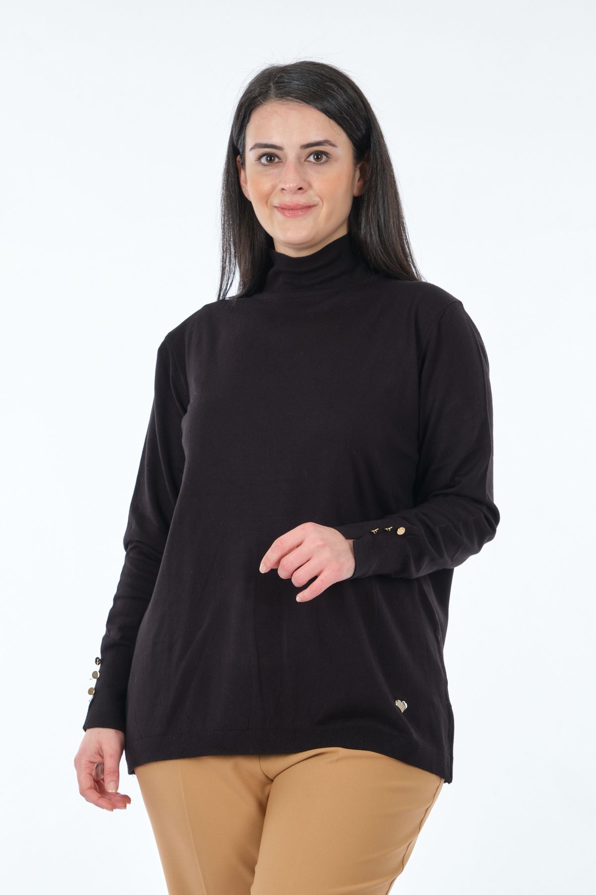 Vedi-bb Minimalist Boğazlı Uzun Kol Kadın Kazak - Günlük & Rahat Ana görsel