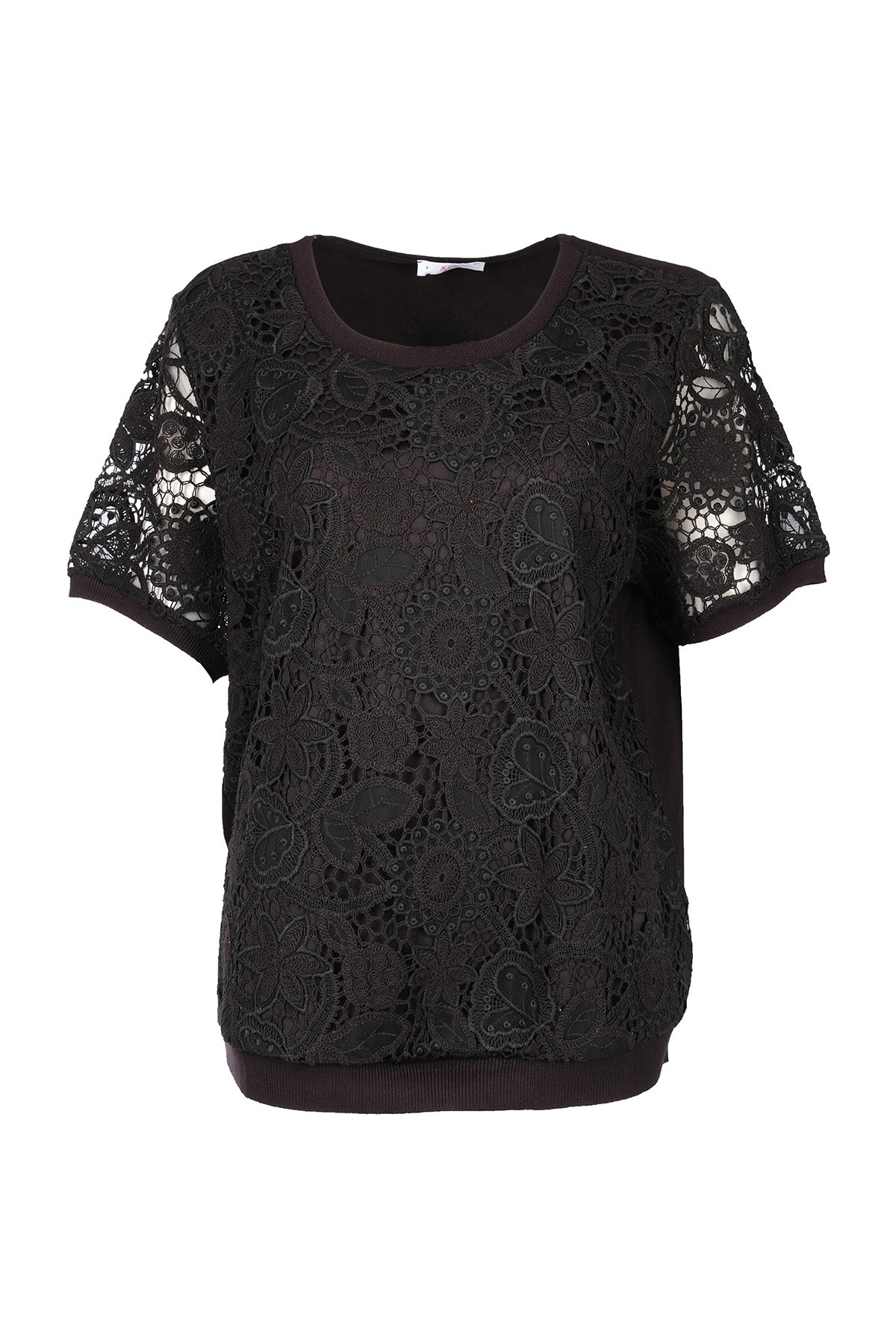 Vedi-bb Minimalist Dantelli Kısa Kol Kadın Bluz - Günlük Şıklık Translation missing: ar.content.product_image_main
