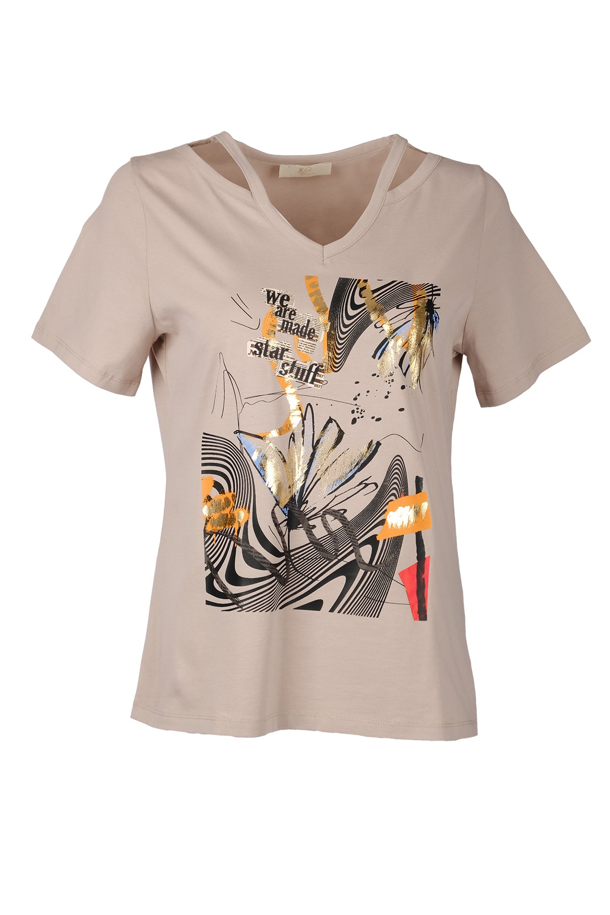 Vedi-bb Minimalist Oversize V Yaka Kısa Kol Kadın T-Shirt - Günlük Kullanım Translation missing: ar.content.product_image_secondary