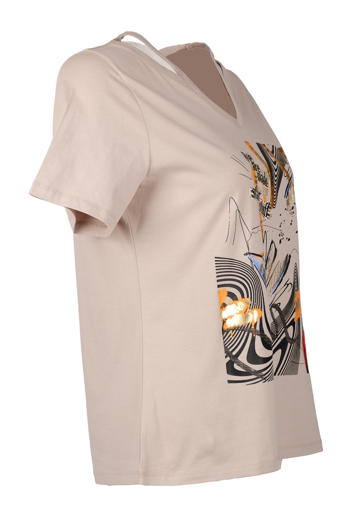Vedi-bb Minimalist Oversize V Yaka Kısa Kol Kadın T-Shirt - Günlük Kullanım
