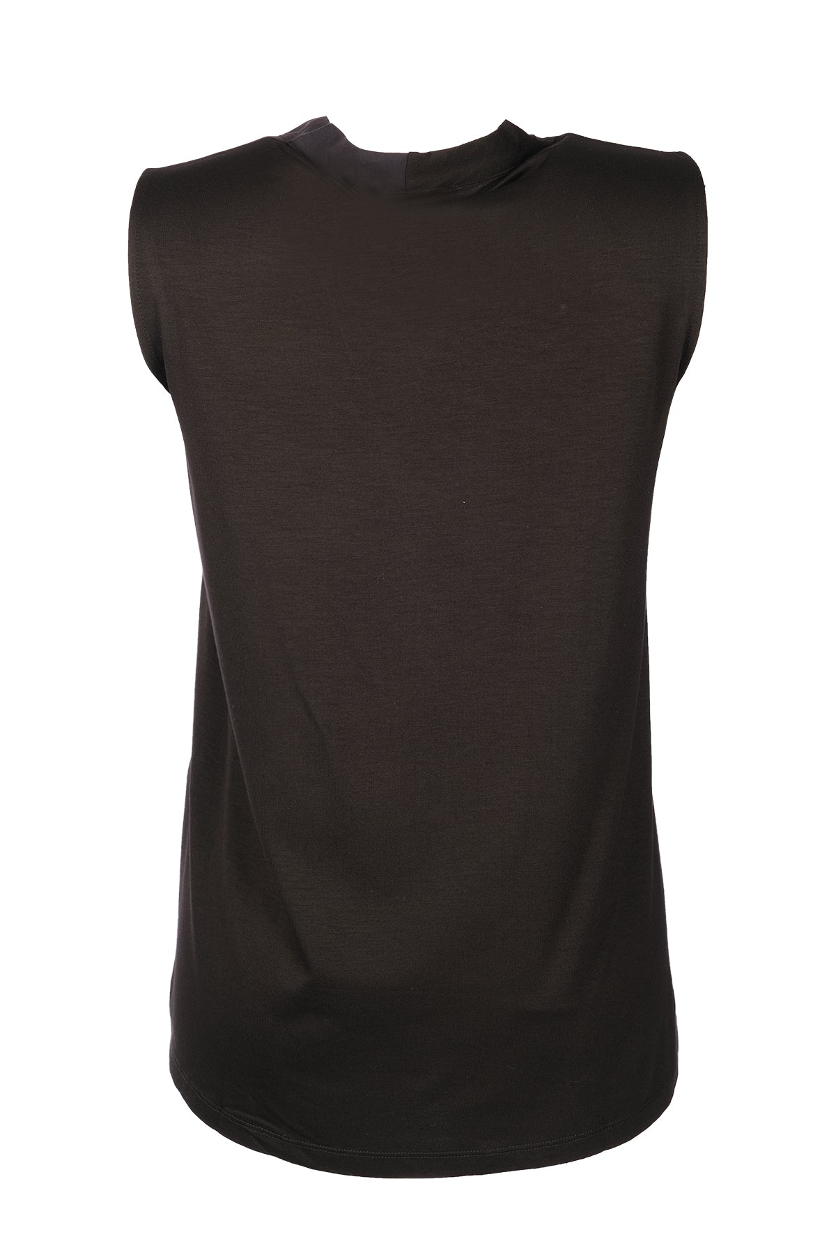 Vedi Asimetrik V Yaka Kolsuz Midi Bluz - Minimalist Stil