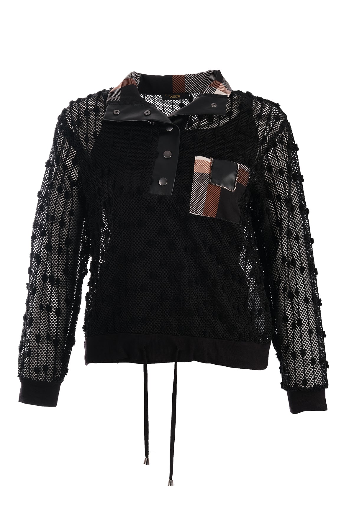 Vedi Oversize Uzun Kol Minimalist File Detaylı Kadın Bluz Translation missing: ar.content.product_image_main