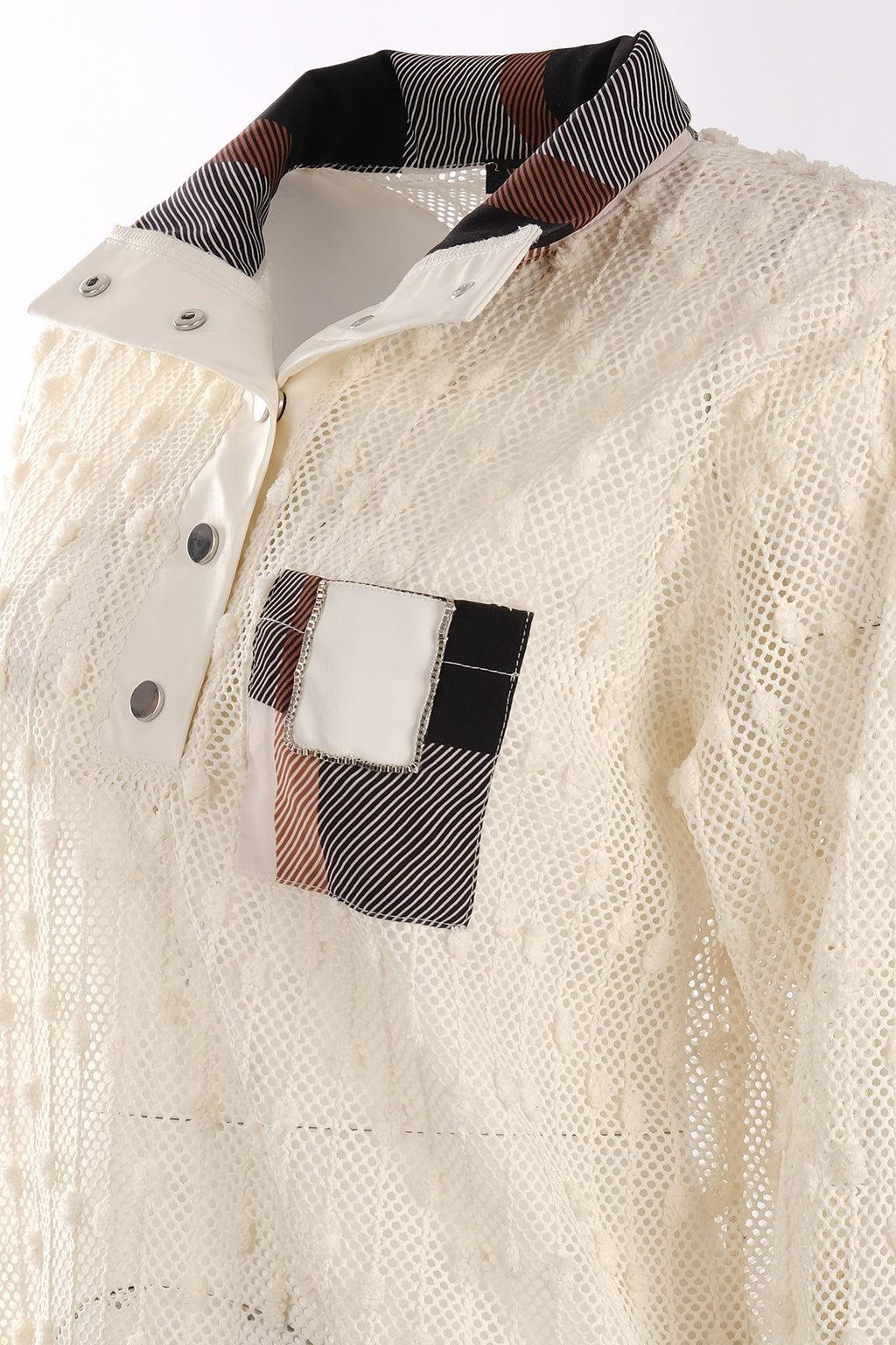 Vedi Oversize Uzun Kol Minimalist File Detaylı Kadın Bluz
