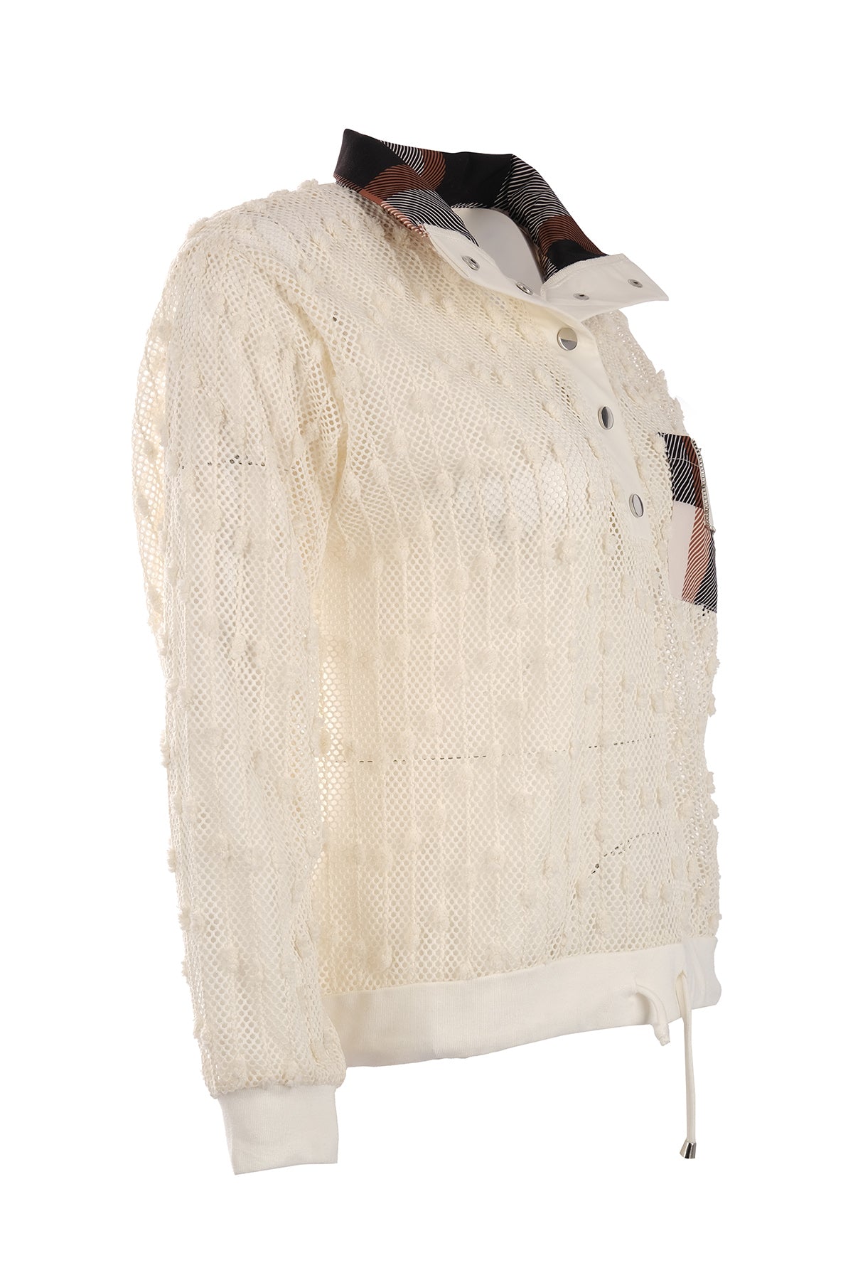 Vedi Oversize Uzun Kol Minimalist File Detaylı Kadın Bluz