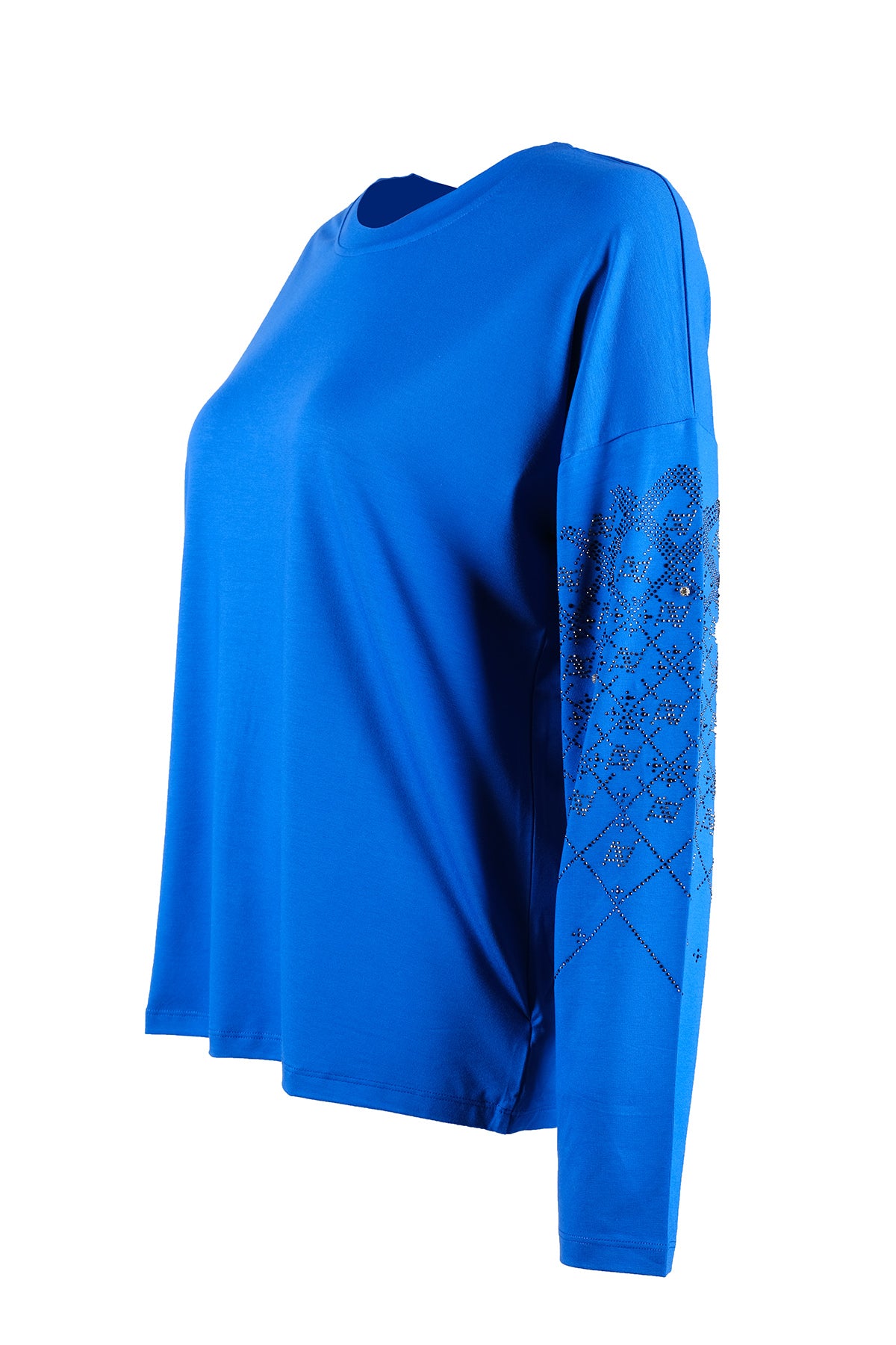 Vedi Oversize Minimalist Kadın Bluz - Uzun Kol - Taş Detaylı Translation missing: ar.content.product_image_secondary