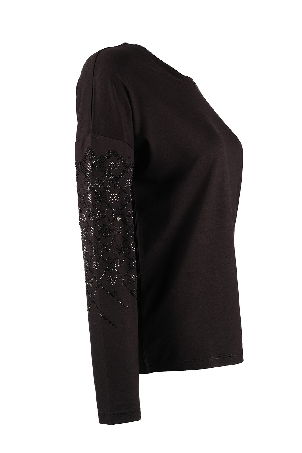Vedi Oversize Minimalist Kadın Bluz - Uzun Kol - Taş Detaylı