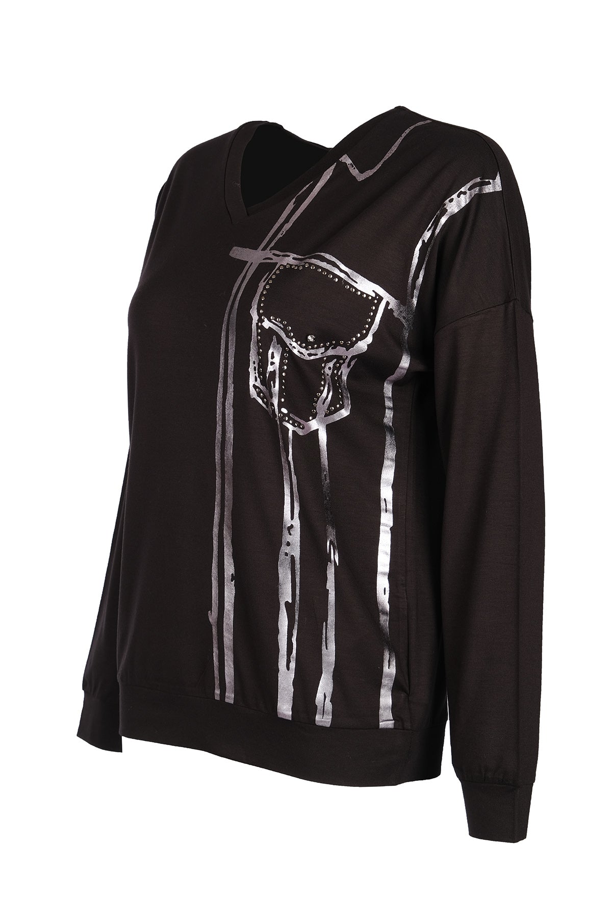 Vedi Minimalist Oversize V Yaka Uzun Kol Kadın Bluz VD4104 Translation missing: ar.content.product_image_secondary