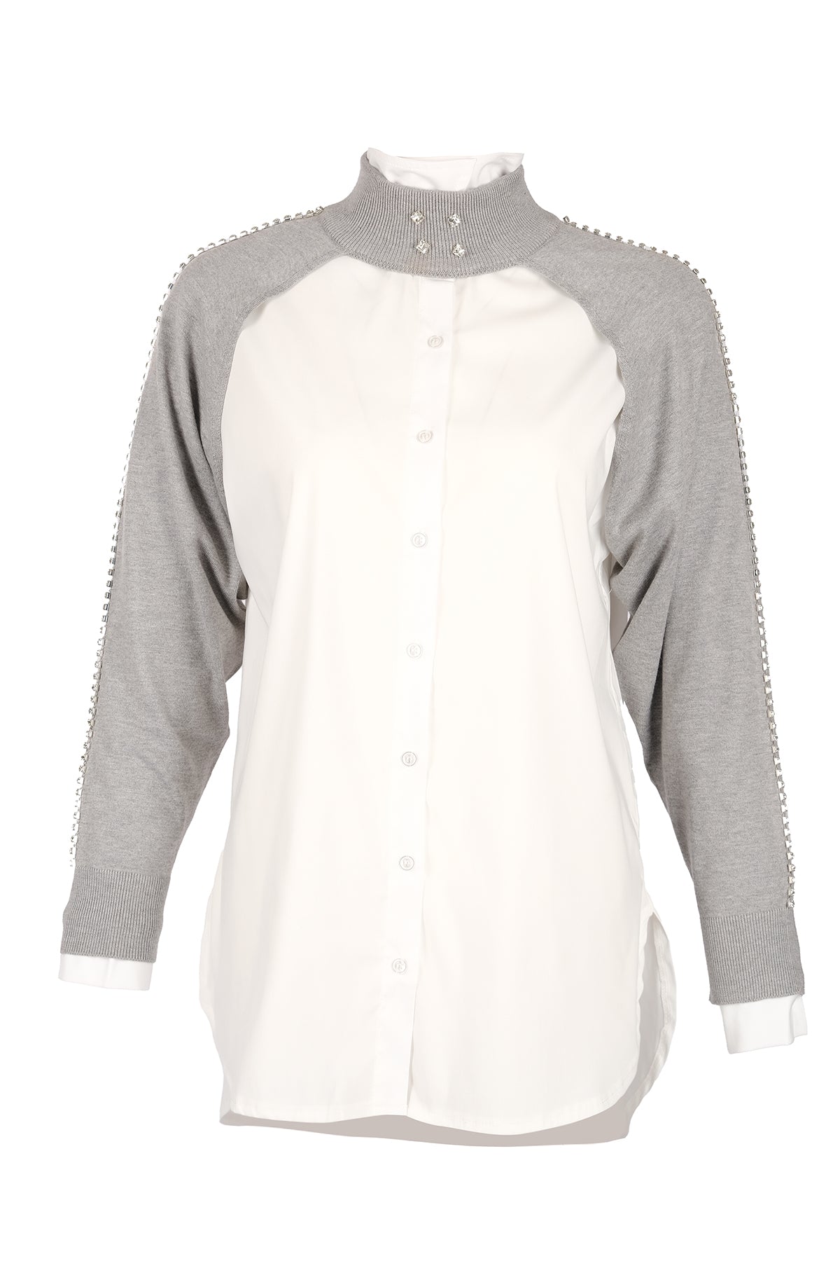 Vedi Oversize Boğazlı Uzun Kol Minimalist Kadın Bolero - VD4030