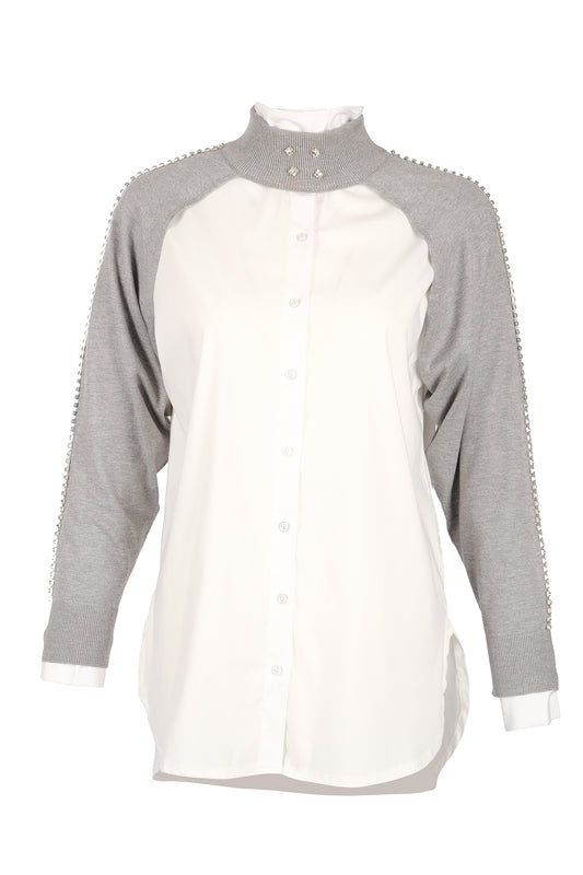 Vedi Oversize Boğazlı Uzun Kol Minimalist Kadın Bolero - VD4030