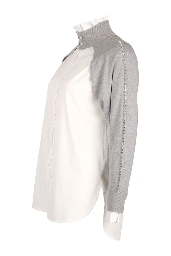 Vedi Oversize Boğazlı Uzun Kol Minimalist Kadın Bolero - VD4030