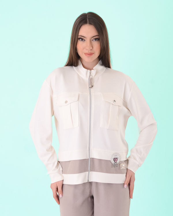 Vedi Oversize Crop Fermuarlı Kadın Ceket - Cep Detaylı