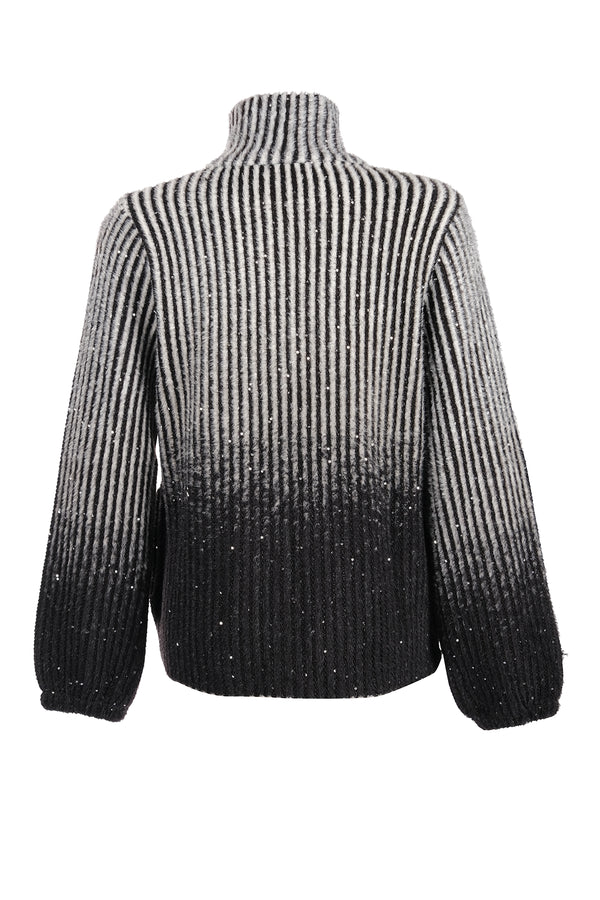 Vedi Minimalist Ombre Kazak Ceket - Fermuarlı Uzun Kol