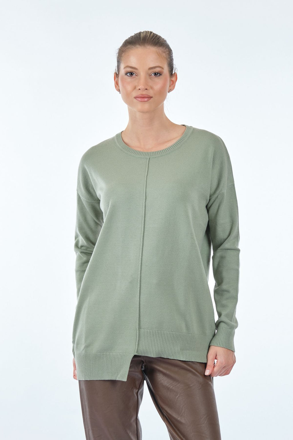 Vedi Oversize Minimalist Asimetrik Kadın Kazak - Uzun Kol
