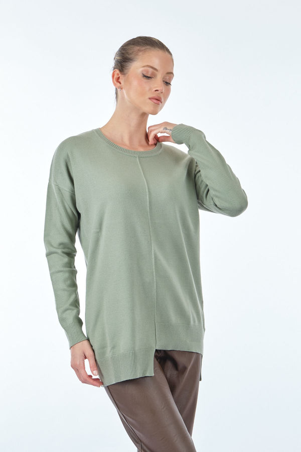 Vedi Oversize Minimalist Asimetrik Kadın Kazak - Uzun Kol