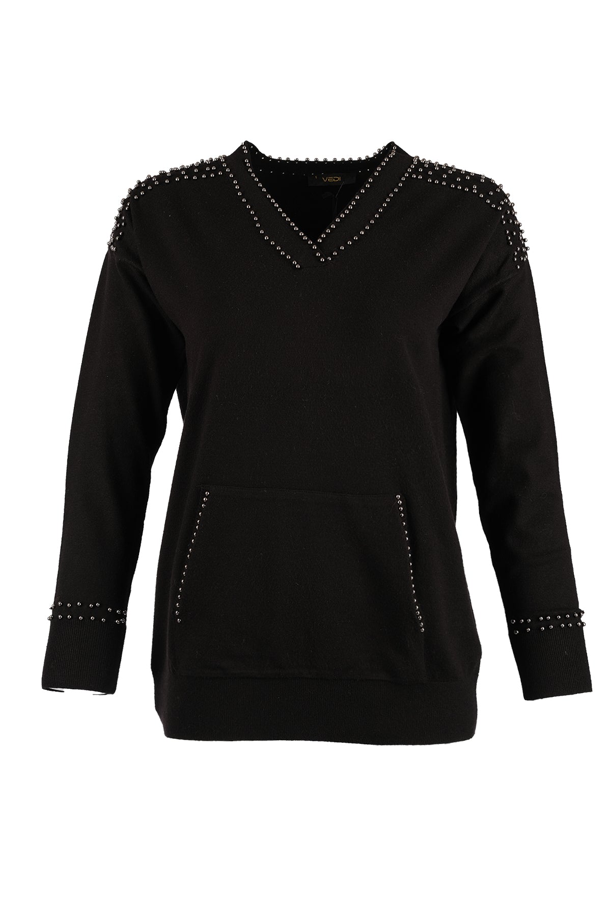 Vedi V Yaka Oversize Minimalist Kadın Kazak - Uzun Kol Translation missing: ar.content.product_image_main