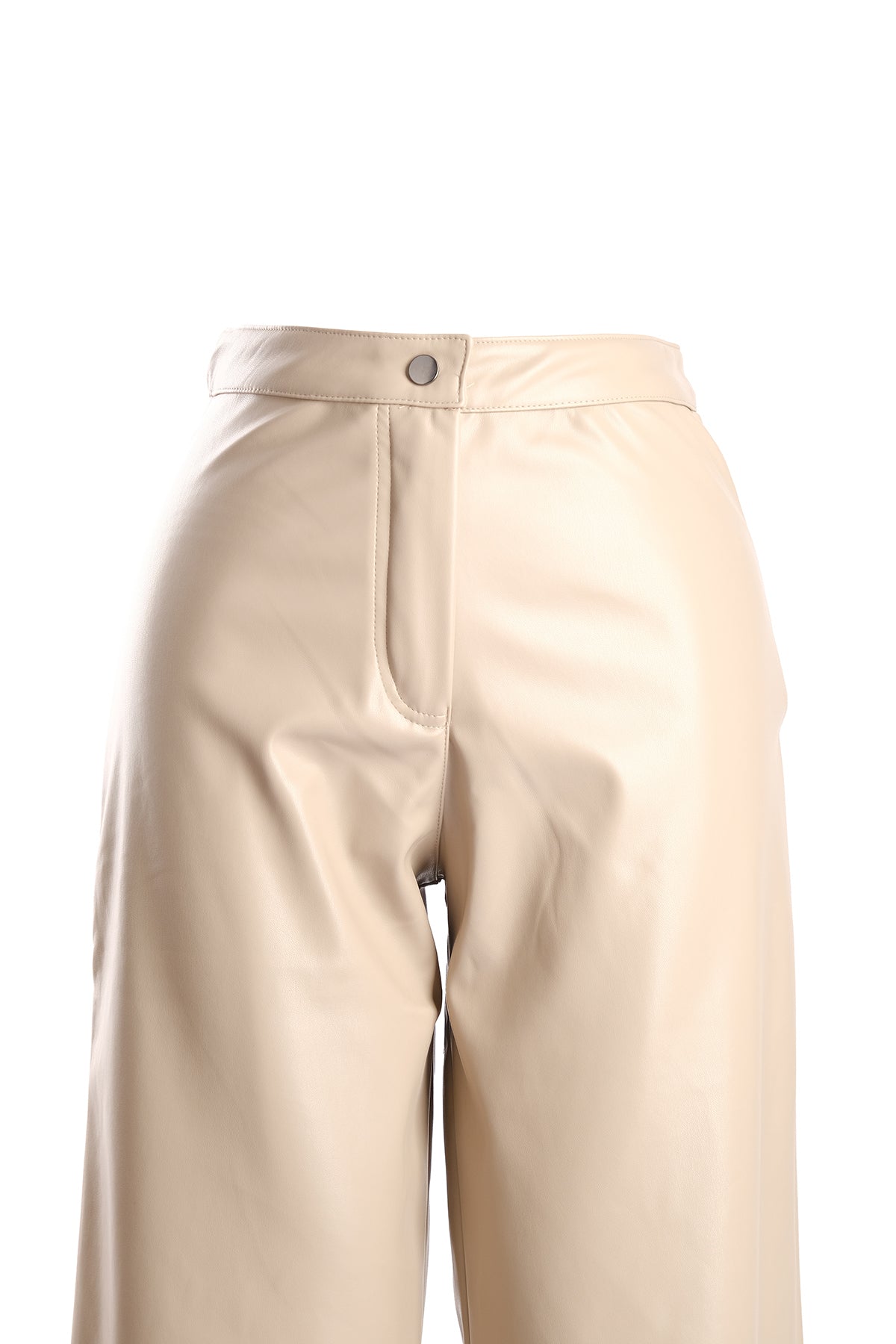 Vedi Minimalist Deri Yüksek Bel Geniş Paça Kadın Pantolon - Günlük & Şık Translation missing: tr.content.product_image_secondary