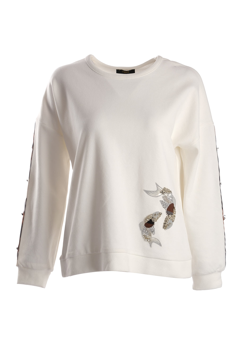 Vedi Oversize Nakışlı Kadın Sweatshirt - Minimalist Günlük Stil