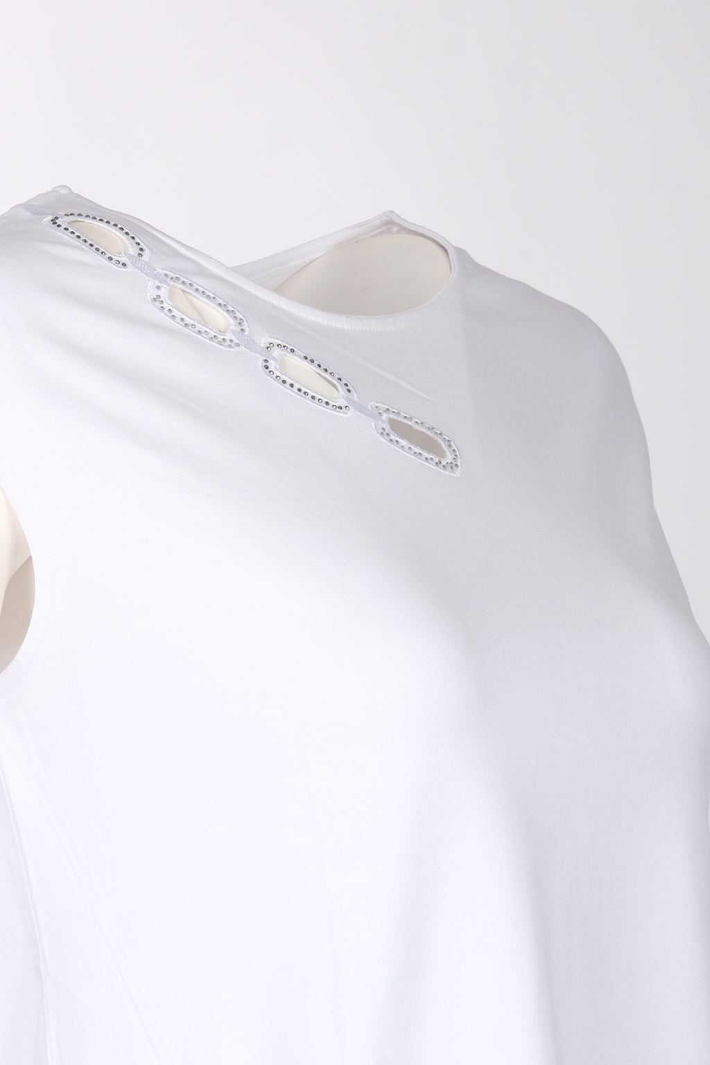 Vedi Minimalist Oversize Kadın Tişört - Taş Detaylı Kısa Kol