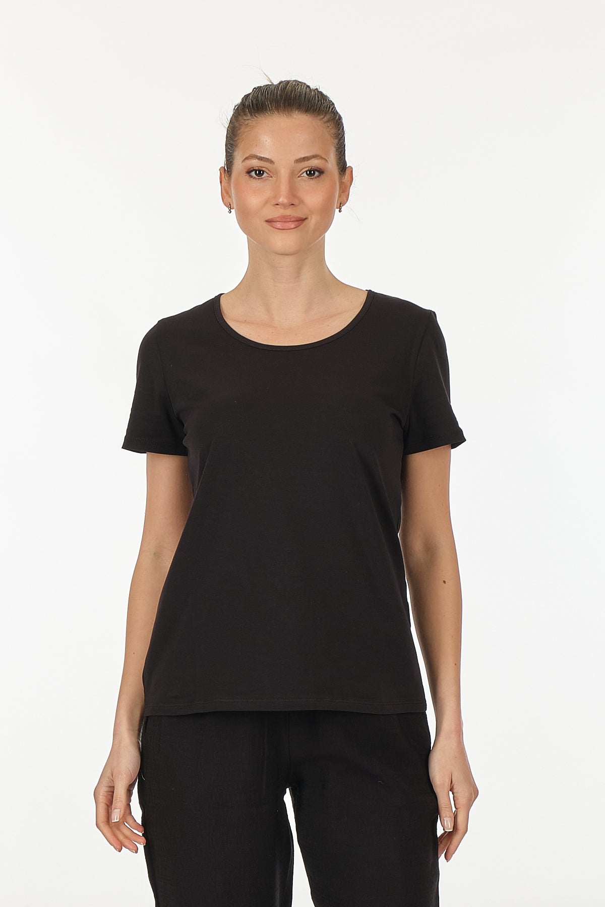 Vedi Minimalist Kadın T-Shirt - Kısa Kol Yuvarlak Yaka - Günlük İkincil görsel