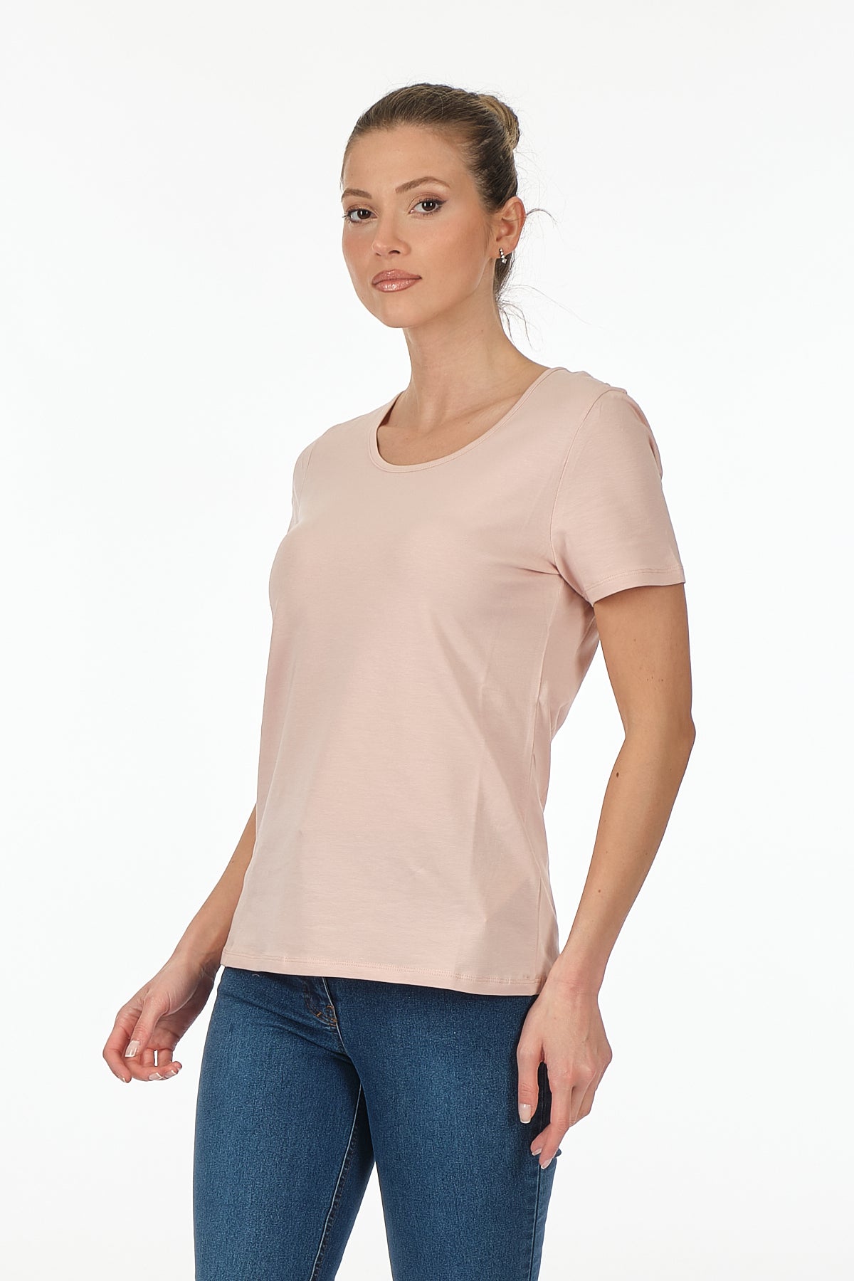 Vedi Minimalist Kadın T-Shirt - Kısa Kol Yuvarlak Yaka - Günlük