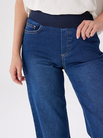 Wide Leg Fit Beli Lastikli Rahat Jean Pantolon UW27JPN010