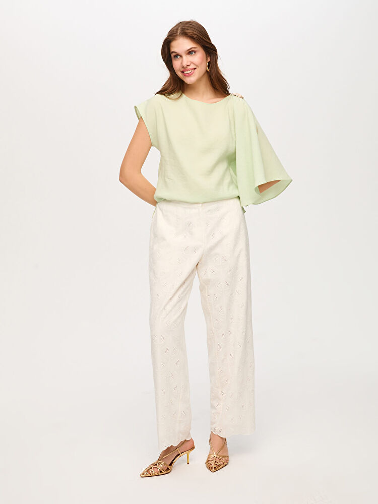 Wide Leg Fit Brode Nakış Detaylı Pantolon Faik Sönmez Ana görsel