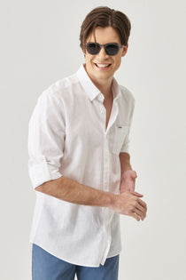 Wrangler Minimalist 3/4 Kol Erkek Keten Gömlek - Günlük Şıklık