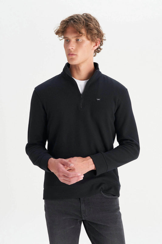 Wrangler Erkek Regular Fit Dik Yaka Fermuarlı Selanik Örgü Sweatshirt
