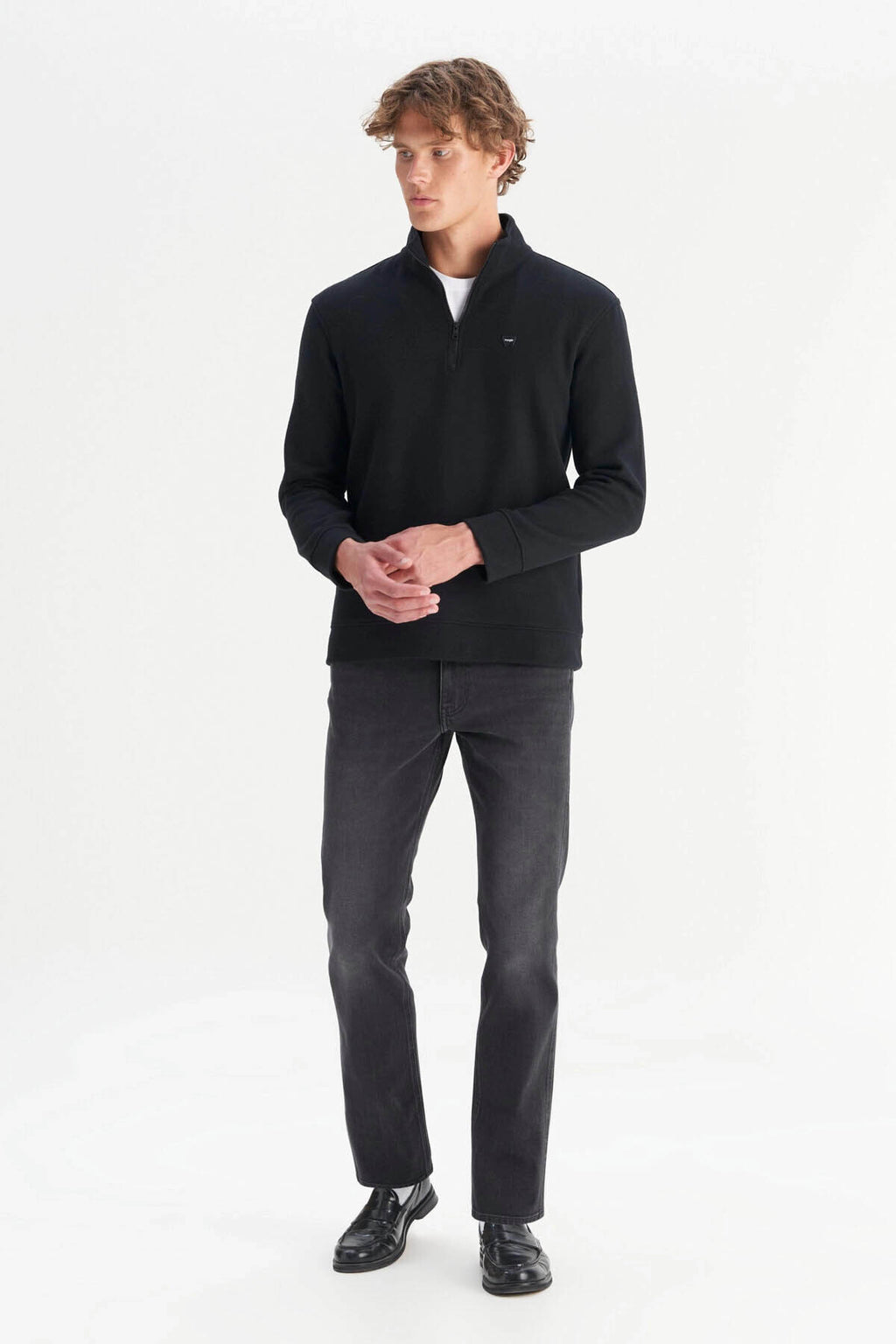 Wrangler Erkek Regular Fit Dik Yaka Fermuarlı Selanik Örgü Sweatshirt